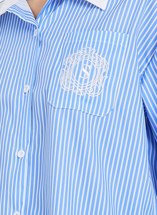 ستايلي بلوزة مخططة بقصة واسعة - Image 4